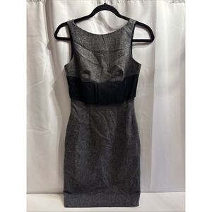 Tara Subkoff for Bebe Gray & Black Sleeveless Pencil Dress Size 0 Bow Y2K Wool